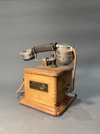 Marty oak and metal telephone stamped 