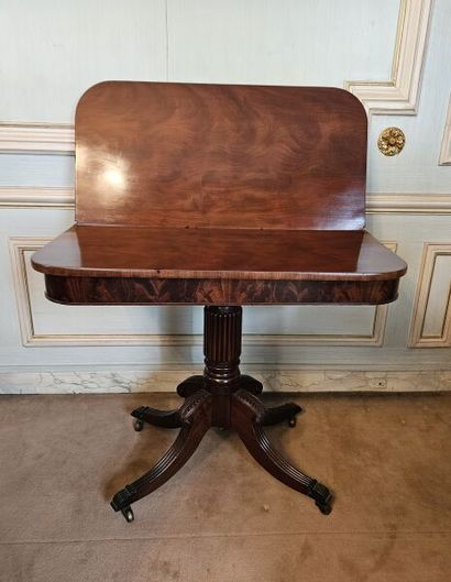Mahogany and mahogany veneer game table with...