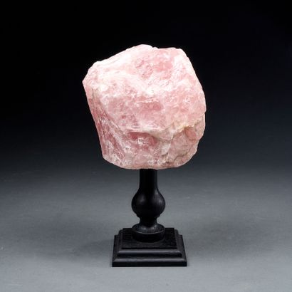 Translucent rose quartz block on stand
Rose...
