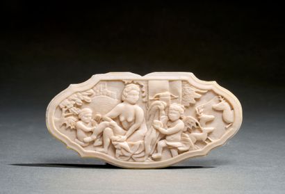 Ivory plaque featuring a bas-relief of Diana...