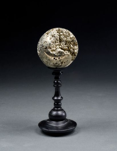 Surprising Peruvian pyrite ball on turned...