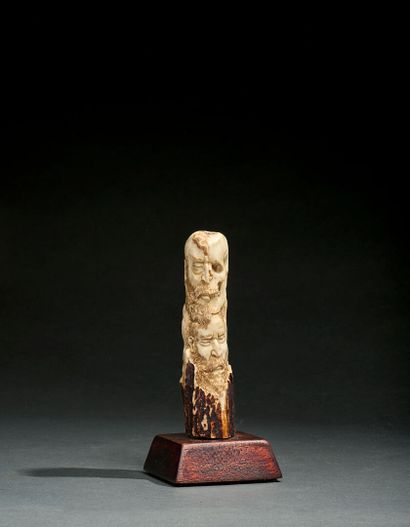 Memento Mori column in deer antler representing...