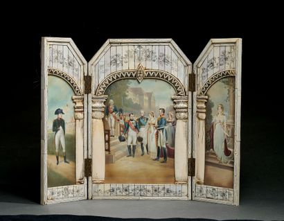 Spanish triptych in bovid bone (finely cut...