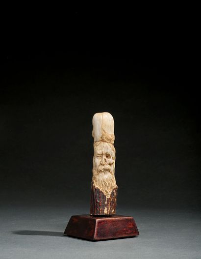 Memento Mori column in deer antler representing...