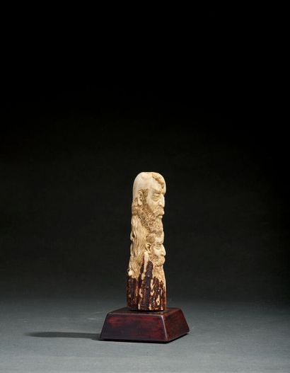 Memento Mori column in deer antler representing...