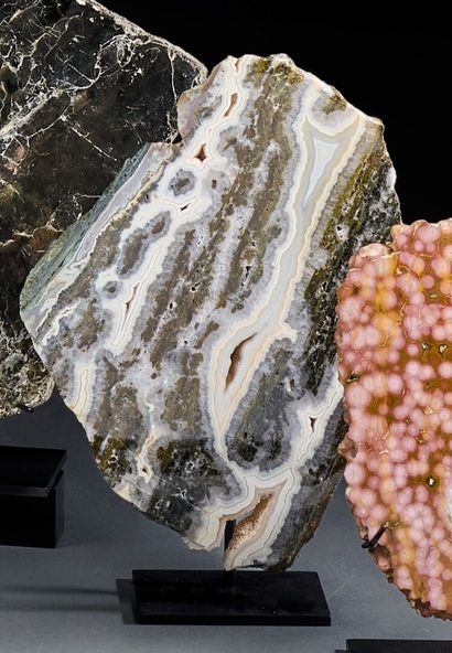 Lovely green and white orbicular jasper plaque...
