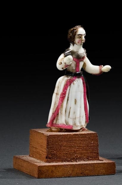 Nevers spun glass miniature of a woman in...