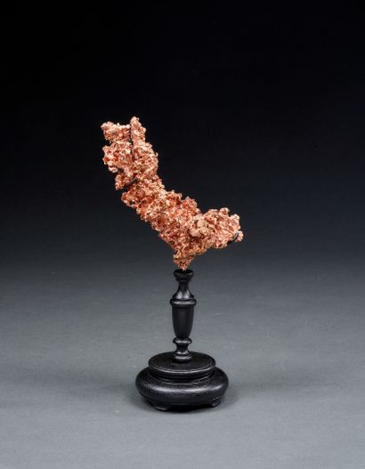 Natural native copper nugget mounted on a...