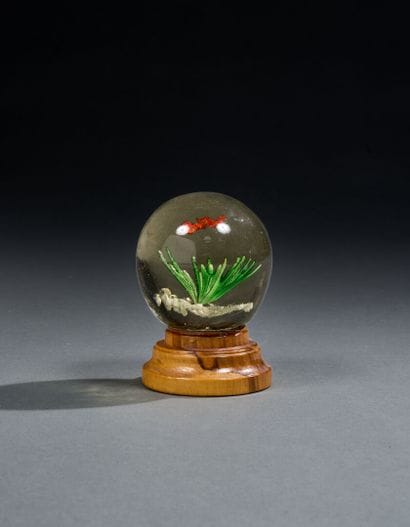 Sulfide globe with marine decor and fish...