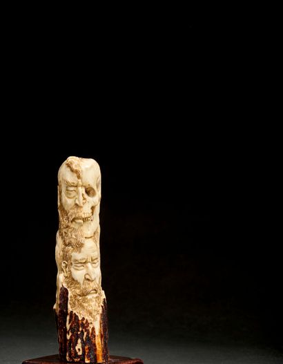 Memento Mori column in deer antler representing...