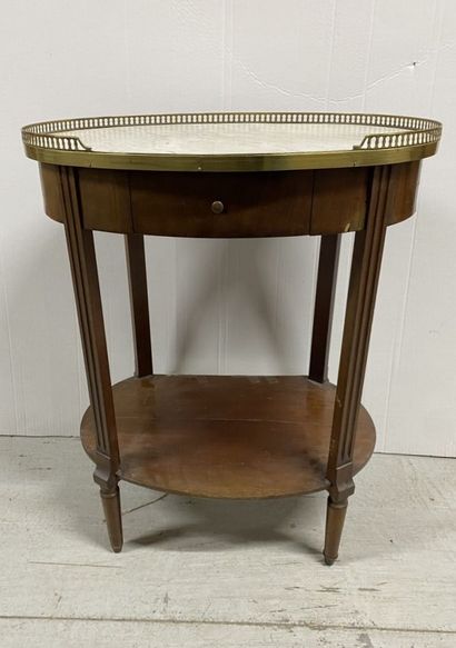 Oval hot-water bottle table with one drawer,...