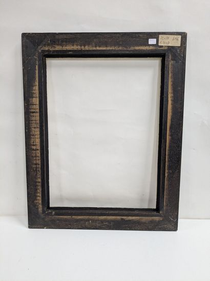 Set of two lacquered wooden frames with gold-trimmed...