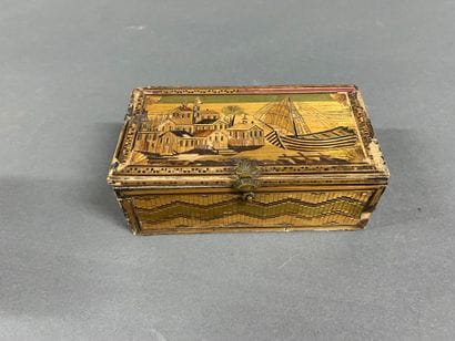 Small rectangular box decorated with a fisherman's...
