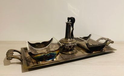 RONSON
Smoker's set in silver-plated metal...