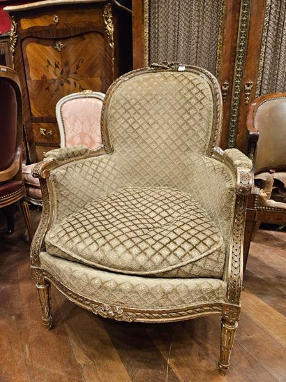 Gilded wood shepherd's chair carved with...