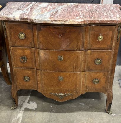 Louis XV-style chest of drawers with a marble...