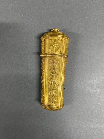Gilded metal case for toiletries, crafted...