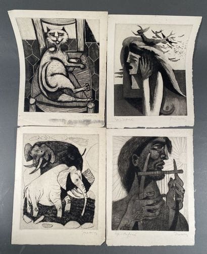 PRASSINOS, Mario (1916–1985)
Four etchings,...