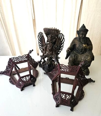 CHINA
Two lantern stands and two wooden and...