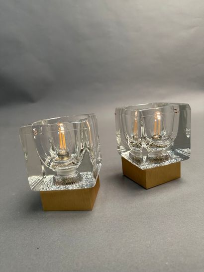 Pair of Ice Cube glass table lamps
H: 14...