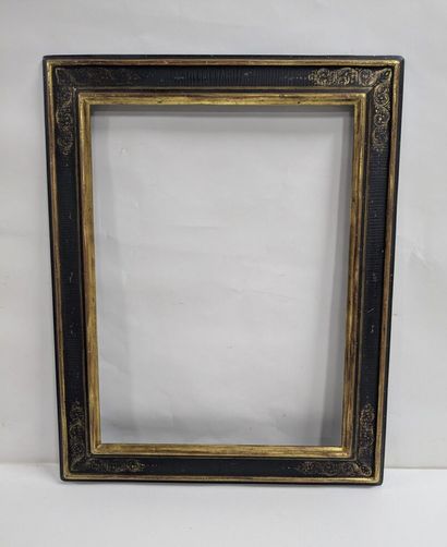 Set of two lacquered wooden frames with gold-trimmed...