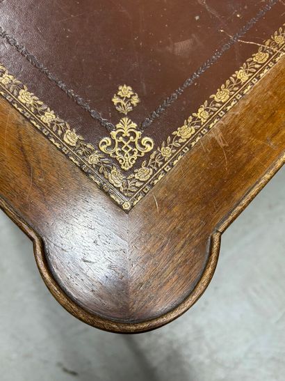 Louis XVI style flat desk in mahogany veneered...