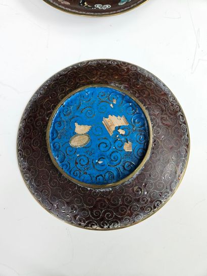 JAPAN
Two cloisonné enamel plates, one with...