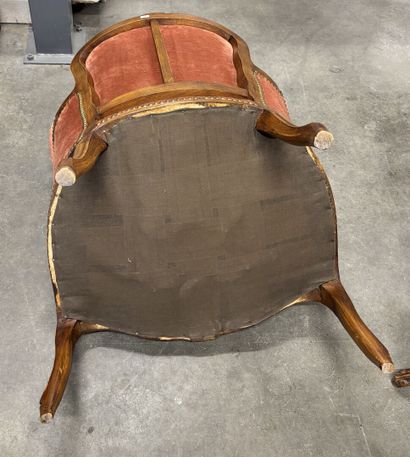 Pair of Louis XV-style armchairs in natural...
