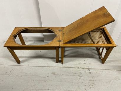 Folding wicker commode stool, used as a backrest...