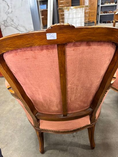Pair of Louis XV-style armchairs in natural...