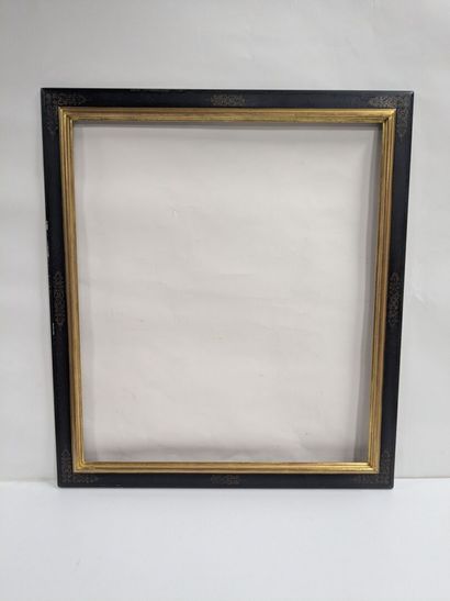 Set of two lacquered wooden frames with gold-trimmed...