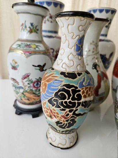 Set of eight assorted glazed porcelain v...