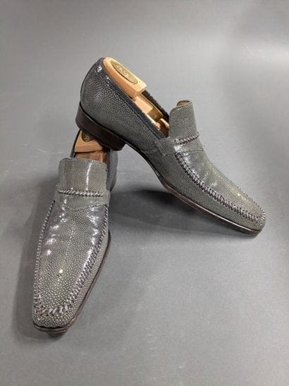 GERARD SENE
Pair of men's stingray moccasins,...