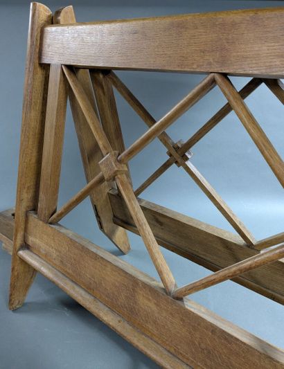 Natural wood bedpost with crossbar, circa...
