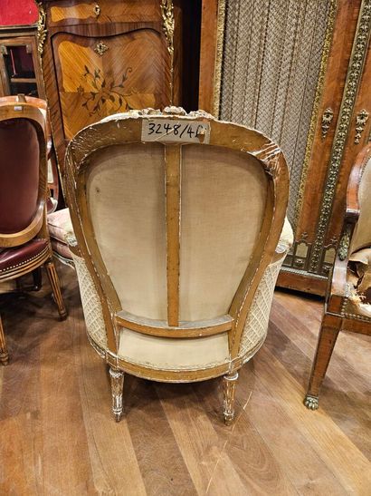 Gilded wood shepherd's chair carved with...