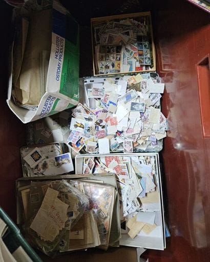 Various stamp collections, either in albums...