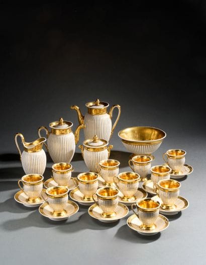 Paris 
Porcelain coffee service in ribbed...