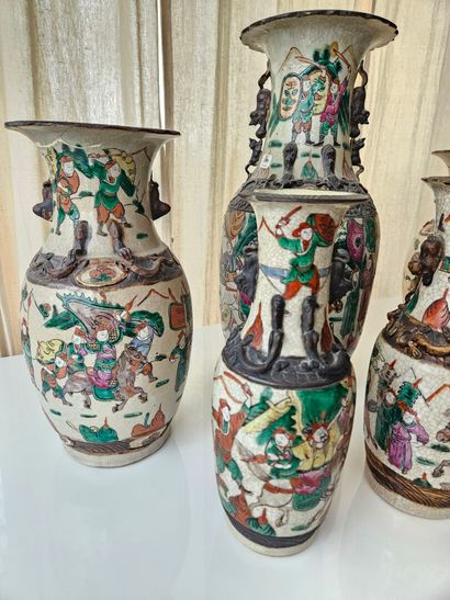 NANKIN 
Set of six porcelain vases decorated...