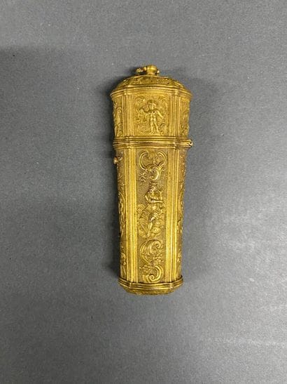 Gilded metal case for toiletries, crafted...