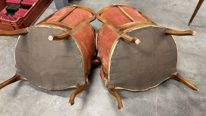 Pair of Louis XV-style armchairs in natural...