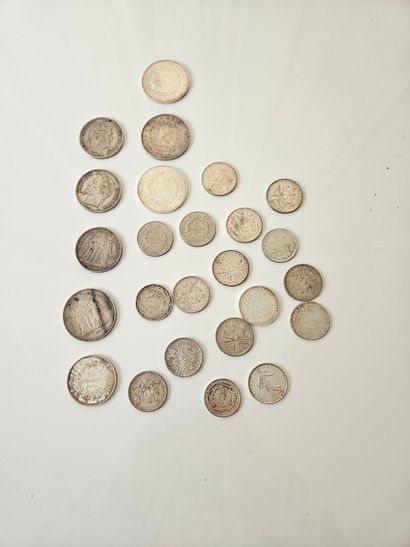 Set of silver coins: 50 francs, 10 francs,...