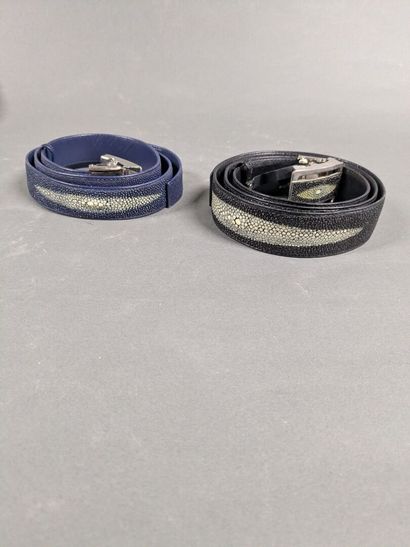 Set of two stingray leather belts, size 43...