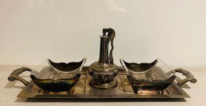 RONSON
Smoker's set in silver-plated metal...