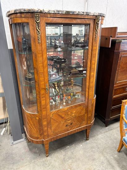 Louis XV-style display cabinet with floral...
