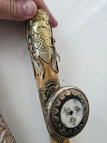 CHINA
Set of two opium pipes made of bone...