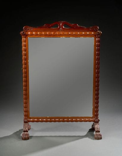 Carved mahogany mantelpiece frame topped...