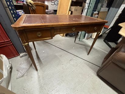 Louis XVI style flat desk in mahogany veneered...