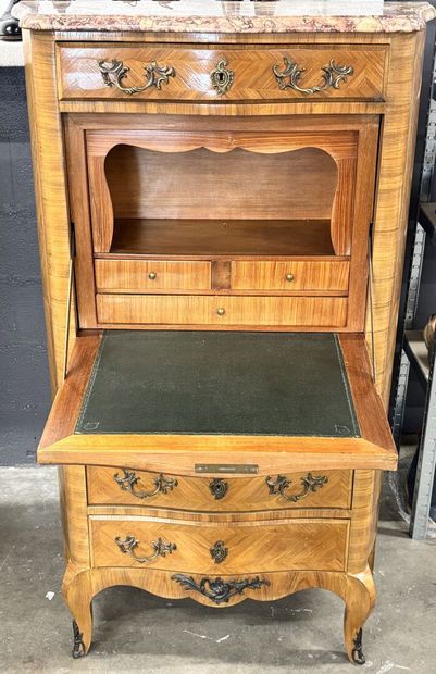 Louis XV-style secretary desk with marquetry...
