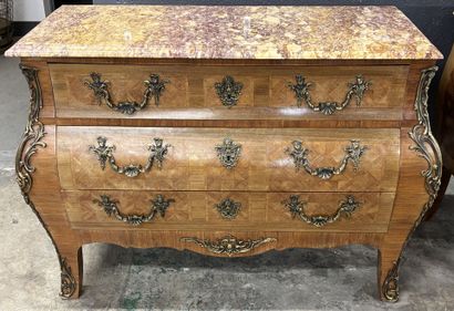 Louis XV-style tomb chest with marble top,...