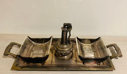 RONSON
Smoker's set in silver-plated metal...